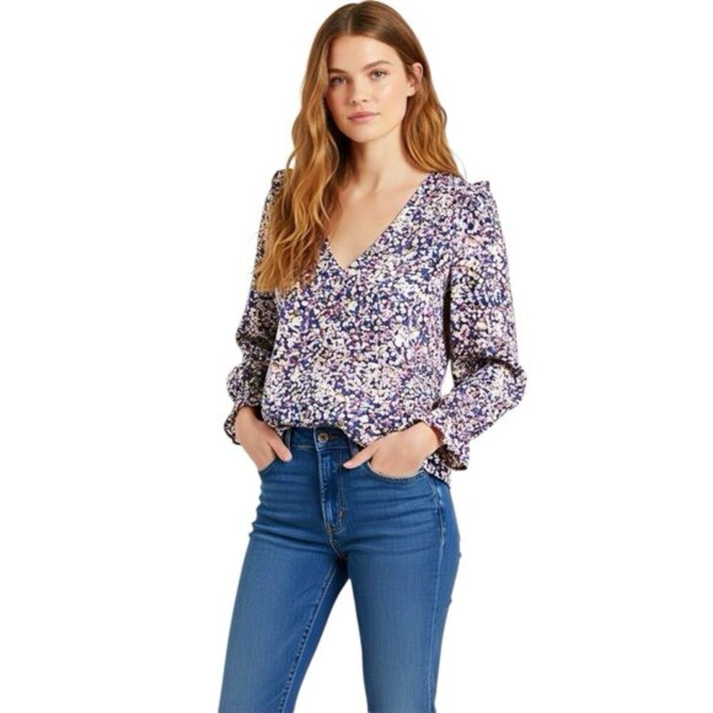 GoodThreads Blouse XS Ruffle Floral  Boho Bohemian Cottagecore Cottage Peasant